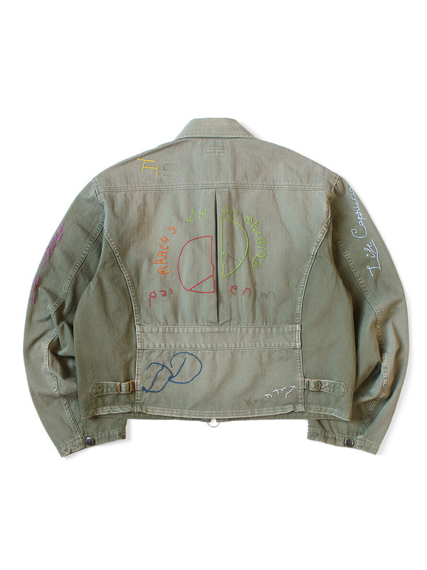 Kapital Herringbone Hunter Drizzler Jacket (Memorial Embroidery Model)