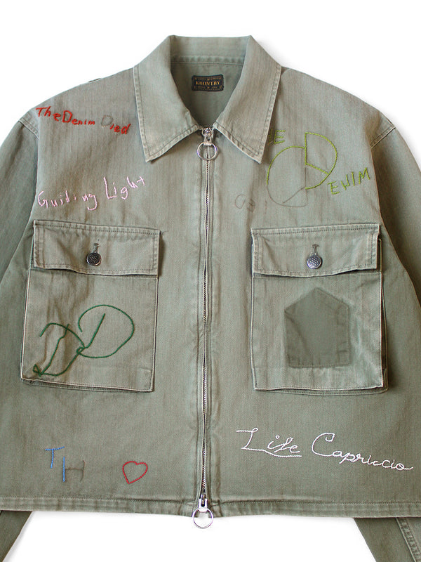 Kapital Herringbone Hunter Drizzler Jacket (Memorial Embroidery Model)