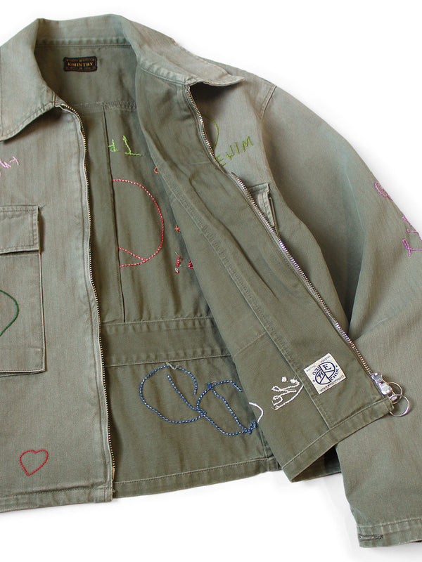 Kapital Herringbone Hunter Drizzler Jacket (Memorial Embroidery Model)