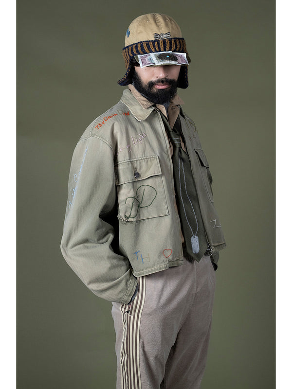 Kapital Herringbone Hunter Drizzler Jacket (Memorial Embroidery Model)