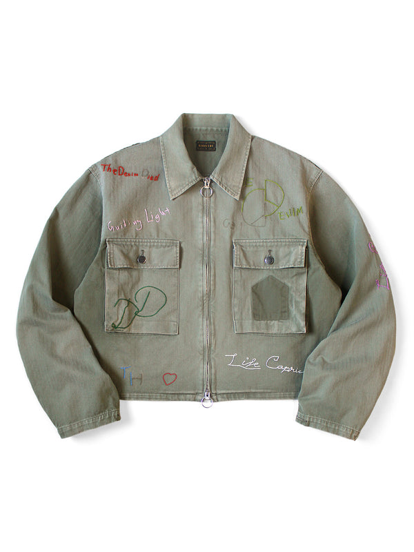 Kapital Herringbone Hunter Drizzler Jacket (Memorial Embroidery Model)