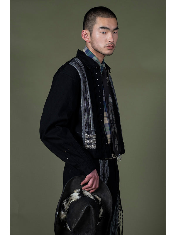 Kapital 12oz Arrow Pattern Jacquard Denim Drizzler Jacket