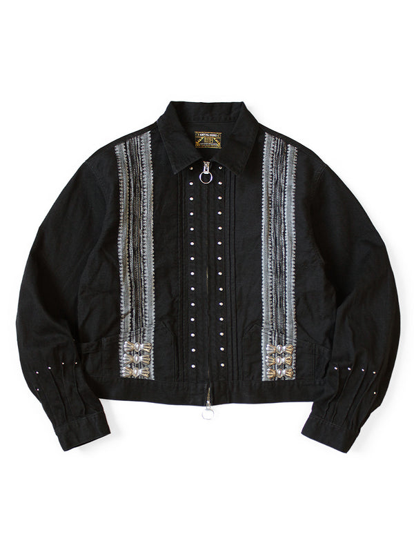 Kapital 12oz Arrow Pattern Jacquard Denim Drizzler Jacket