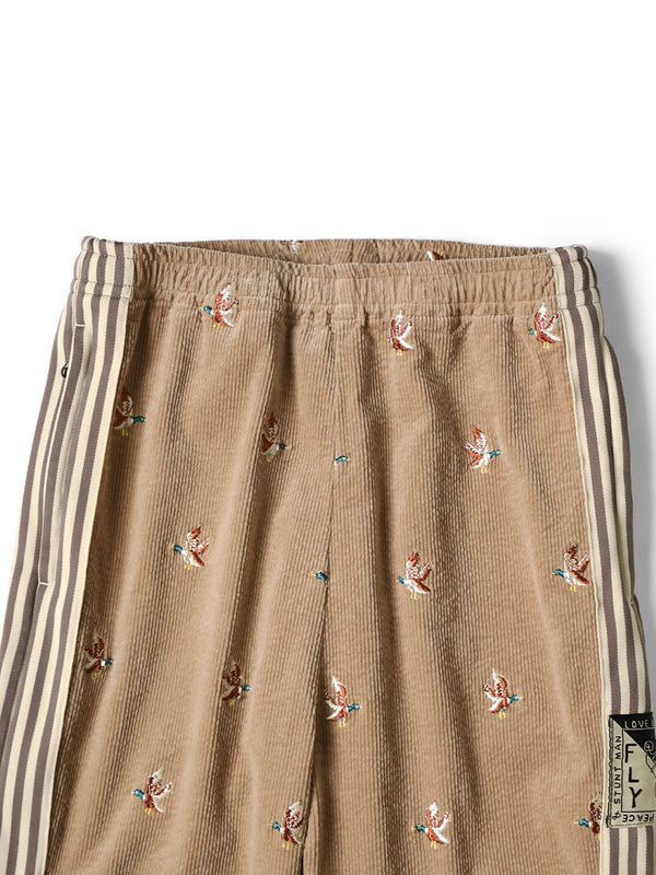 Kapital 11W Stretch Corduroy Duck Embroidery Track Pants (Banner Stripe)