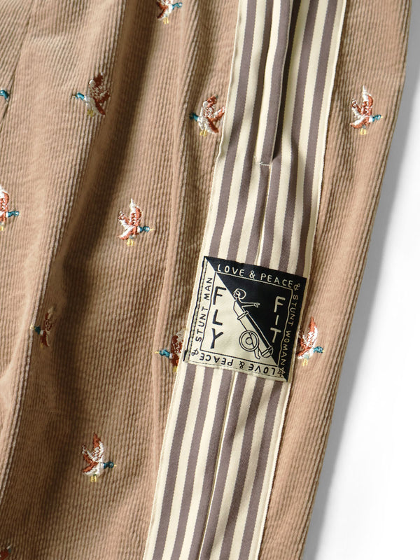 Kapital 11W Stretch Corduroy Duck Embroidery Track Pants (Banner Stripe)