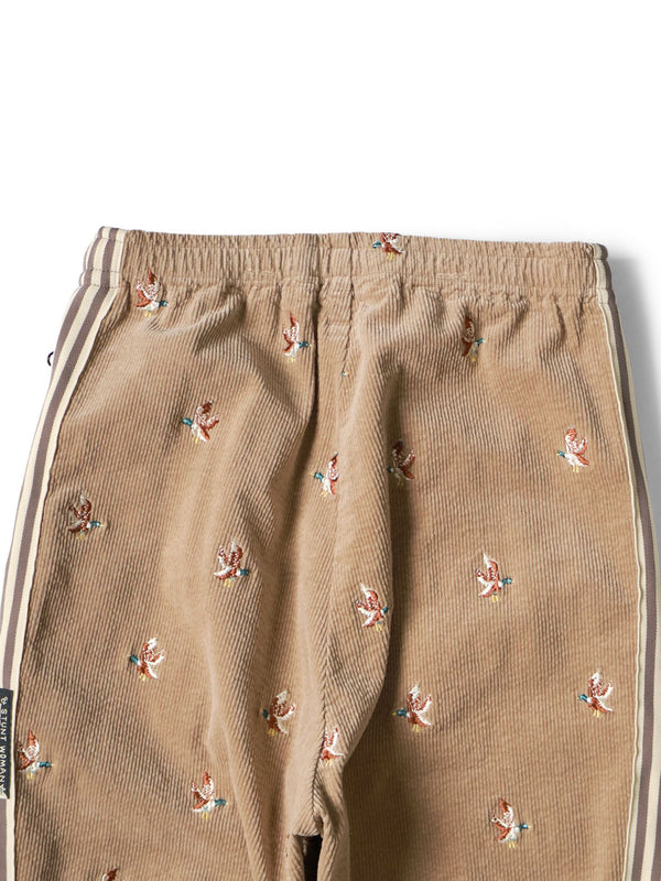 Kapital 11W Stretch Corduroy Duck Embroidery Track Pants (Banner Stripe)