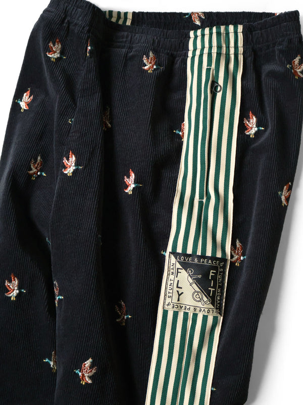 Kapital 11W Stretch Corduroy Duck Embroidery Track Pants (Banner Stripe)