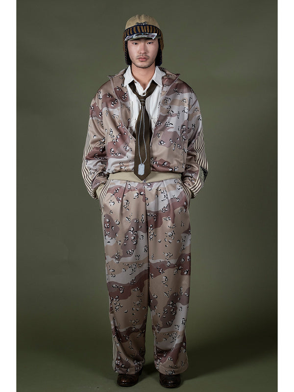 Kapital smooth jersey chocolate chip camo baggy track pants