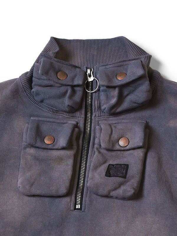 Kapital French Terry Nickel 4-inch Half-Zip Vest (Dirty Dyed)