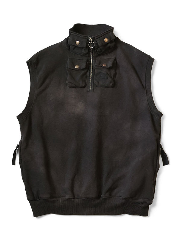 Kapital French Terry Nickel 4-inch Half-Zip Vest (Dirty Dyed)