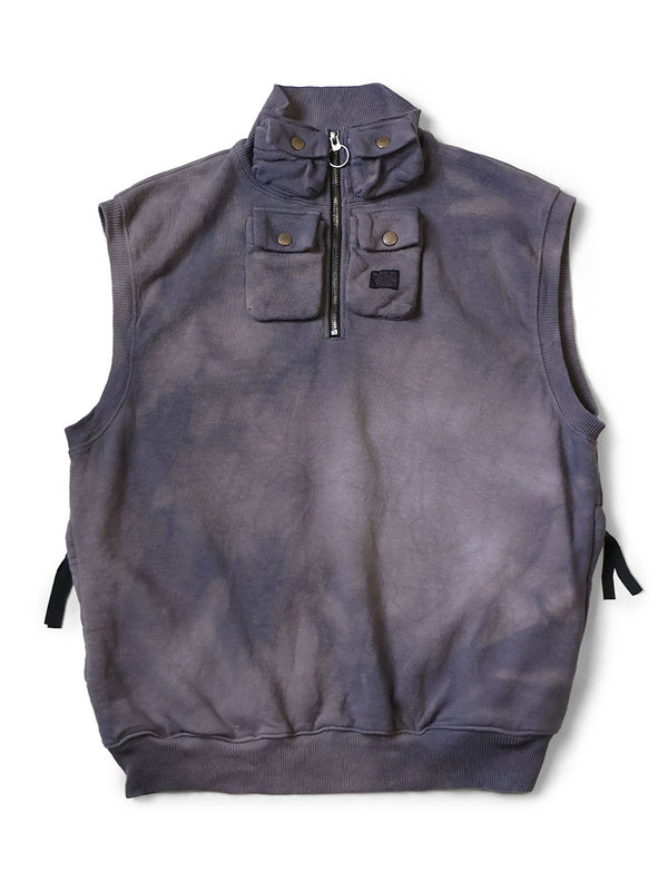 Kapital French Terry Nickel 4-inch Half-Zip Vest (Dirty Dyed)