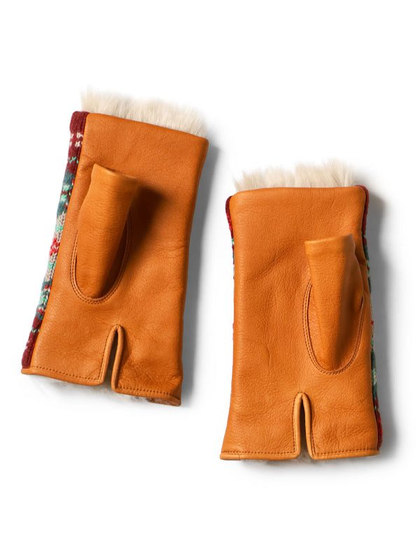 Kapital Leather and Fair Isle Gloves