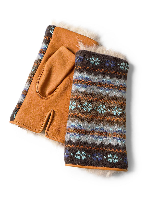 Kapital Leather and Fair Isle Gloves