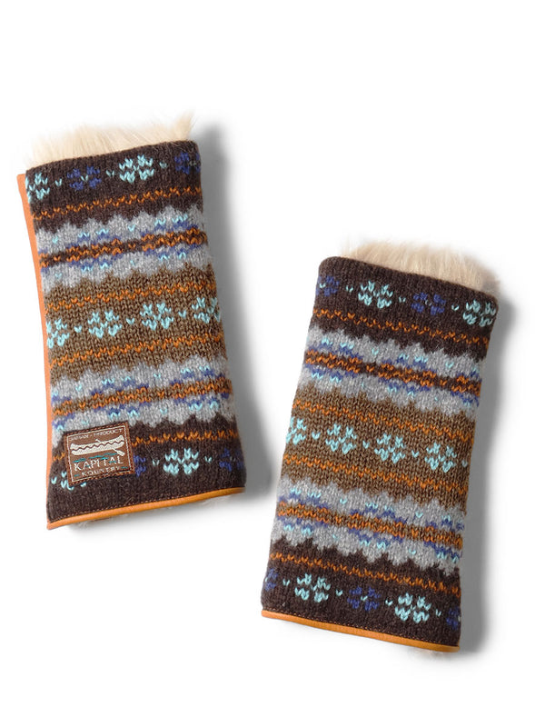 Kapital Leather and Fair Isle Gloves