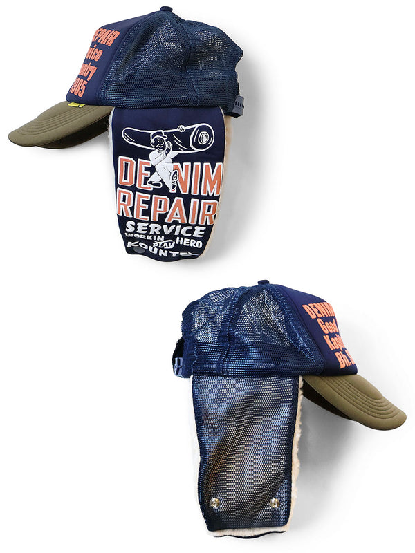 Kapital Denim Trucker Cap with Fleece Earflaps