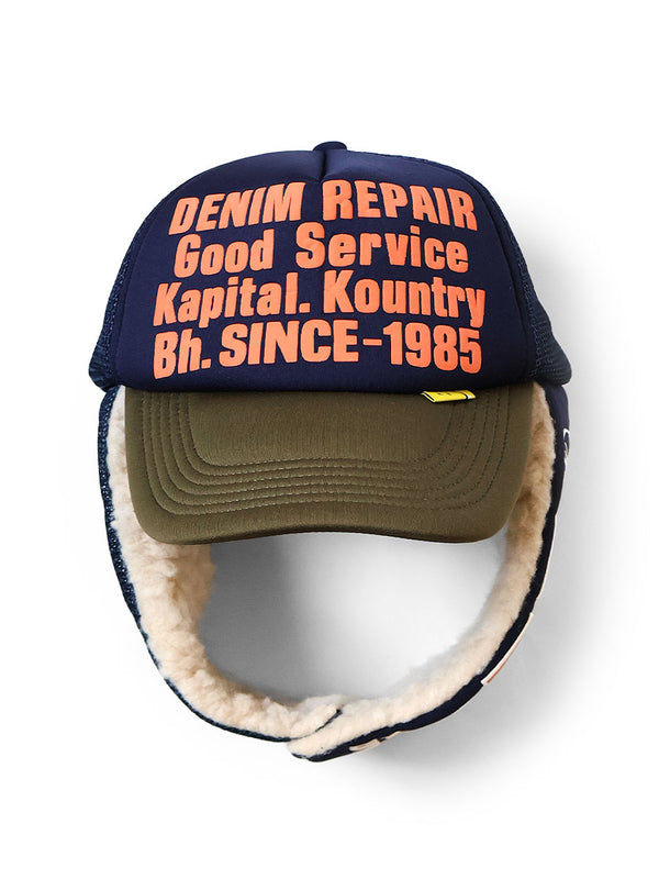 Kapital Denim Trucker Cap with Fleece Earflaps