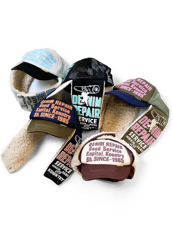 Kapital Denim Trucker Cap with Fleece Earflaps