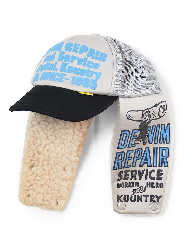 Kapital Denim Trucker Cap with Fleece Earflaps