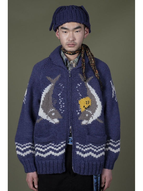 Kapital Hand Knit Peckish Trout Zip Cardigan