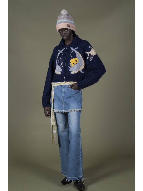 Kapital Hand Knit Peckish Trout Zip Bolero