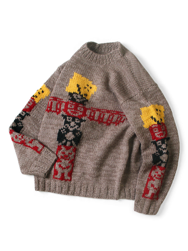 Kapital Hand-Knitted Peckish Totem Pole Cowichan Crew Sweater