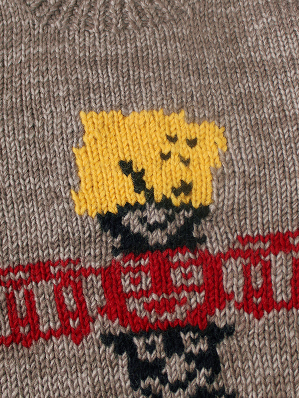 Kapital Hand-Knitted Peckish Totem Pole Cowichan Crew Sweater