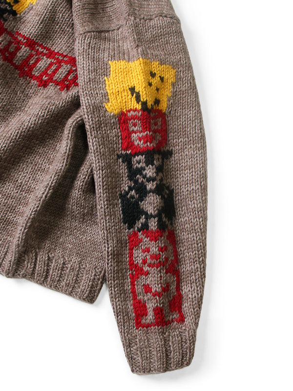 Kapital Hand-Knitted Peckish Totem Pole Cowichan Crew Sweater