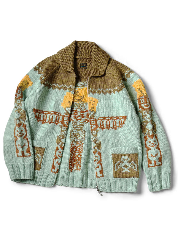 Kapital Hand Knit Peckish Totem Pole Zip Cardigan