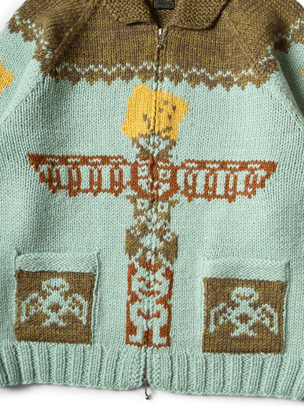 Kapital Hand Knit Peckish Totem Pole Zip Cardigan