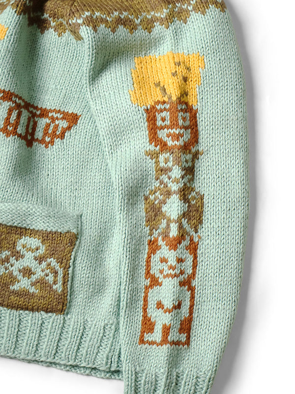 Kapital Hand Knit Peckish Totem Pole Zip Cardigan
