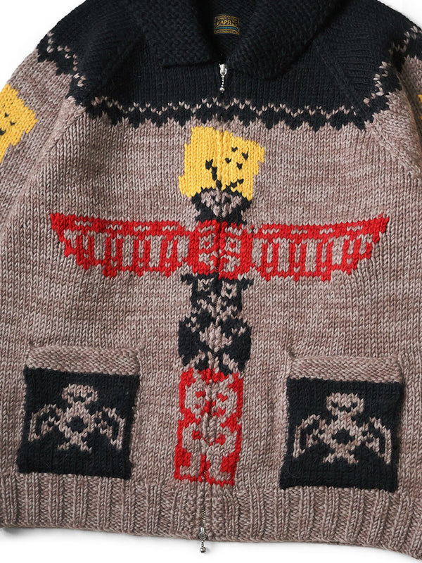 Kapital Hand Knit Peckish Totem Pole Zip Cardigan