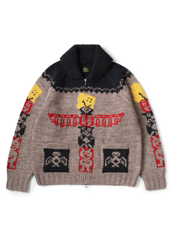 Kapital Hand Knit Peckish Totem Pole Zip Cardigan
