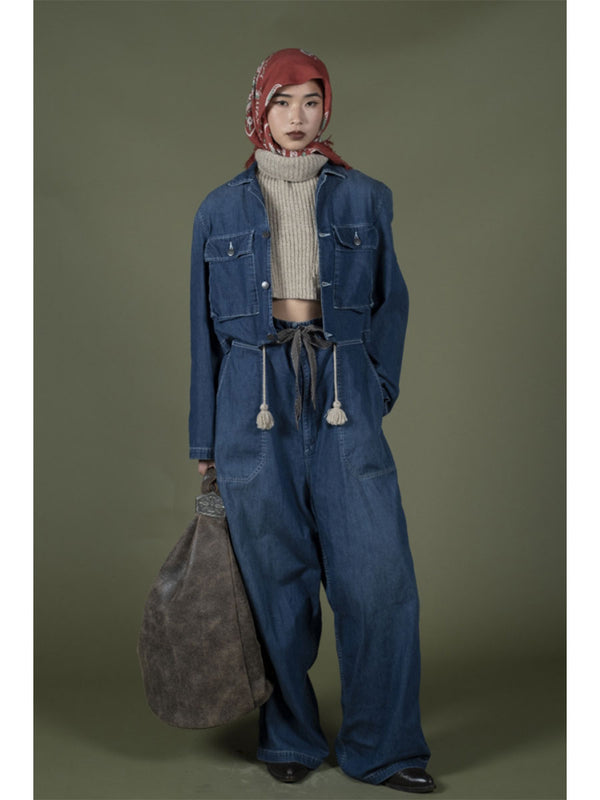 Kapital 7G Wool Rib Knit High Neck Bib Poncho