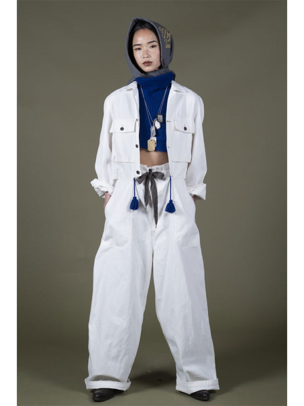 Kapital 7G Wool Rib Knit High Neck Bib Poncho