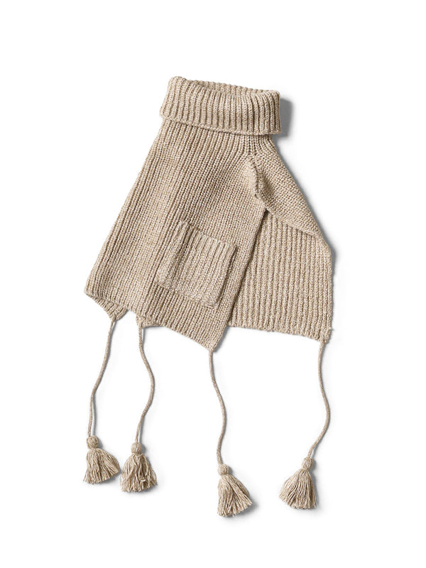 Kapital 7G Wool Rib Knit High Neck Bib Poncho