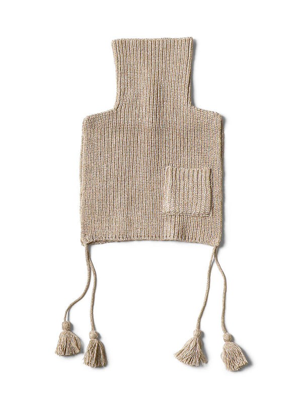 Kapital 7G Wool Rib Knit High Neck Bib Poncho