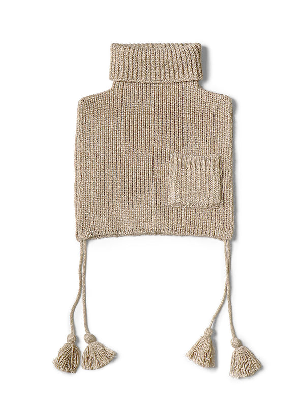 Kapital 7G Wool Rib Knit High Neck Bib Poncho