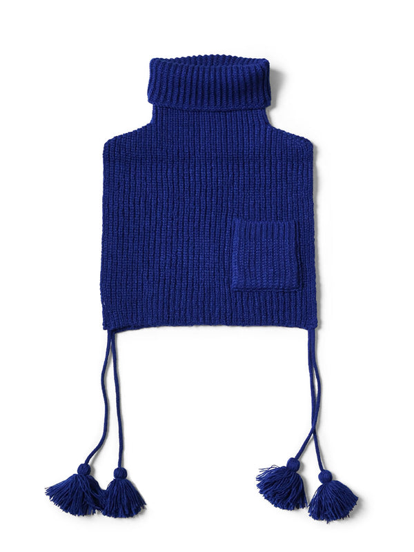 Kapital 7G Wool Rib Knit High Neck Bib Poncho