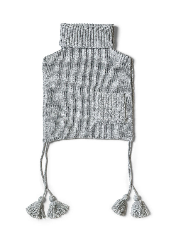 Kapital 7G Wool Rib Knit High Neck Bib Poncho