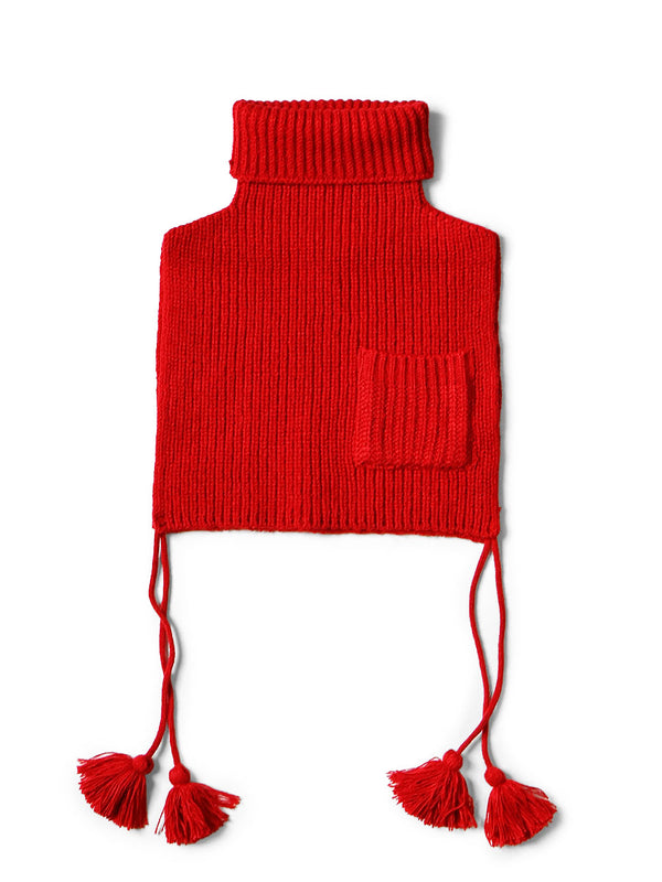 Kapital 7G Wool Rib Knit High Neck Bib Poncho
