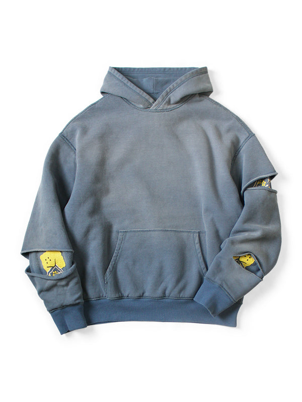 Kapital Reversible Fleece Elbow Rip Hooded Sweatshirt (PECKISH RAINBOW Ypt) sweater