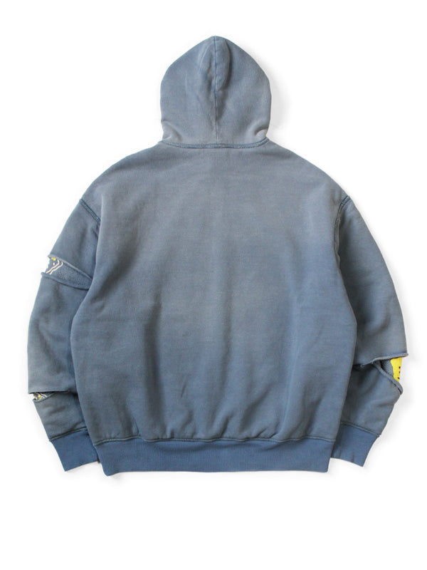 Kapital Reversible Fleece Elbow Rip Hooded Sweatshirt (PECKISH RAINBOW Ypt) sweater