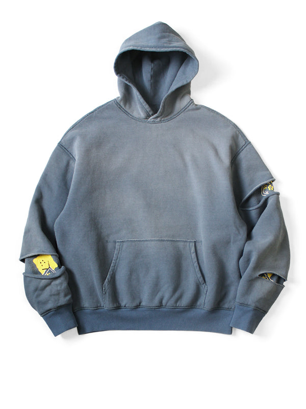 Kapital Reversible Fleece Elbow Rip Hooded Sweatshirt (PECKISH RAINBOW Ypt) sweater