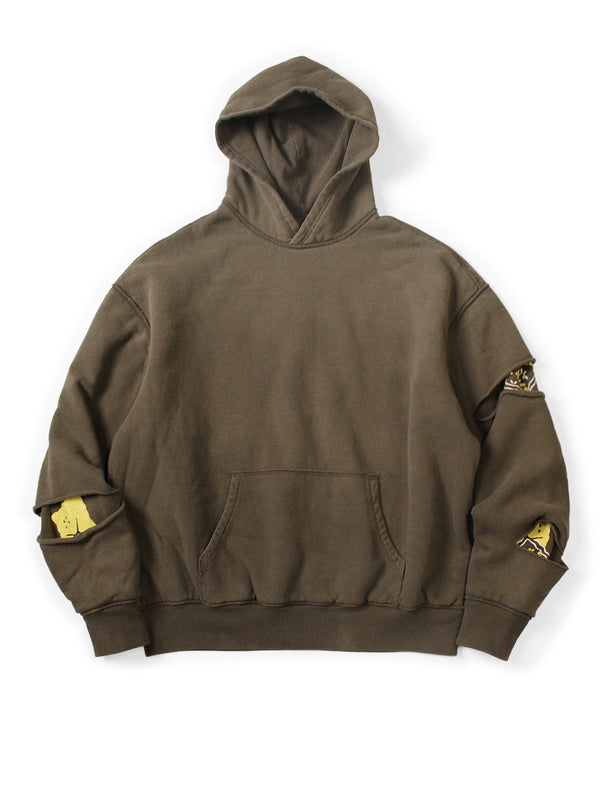 Kapital Reversible Fleece Elbow Rip Hooded Sweatshirt (PECKISH RAINBOW Ypt) sweater