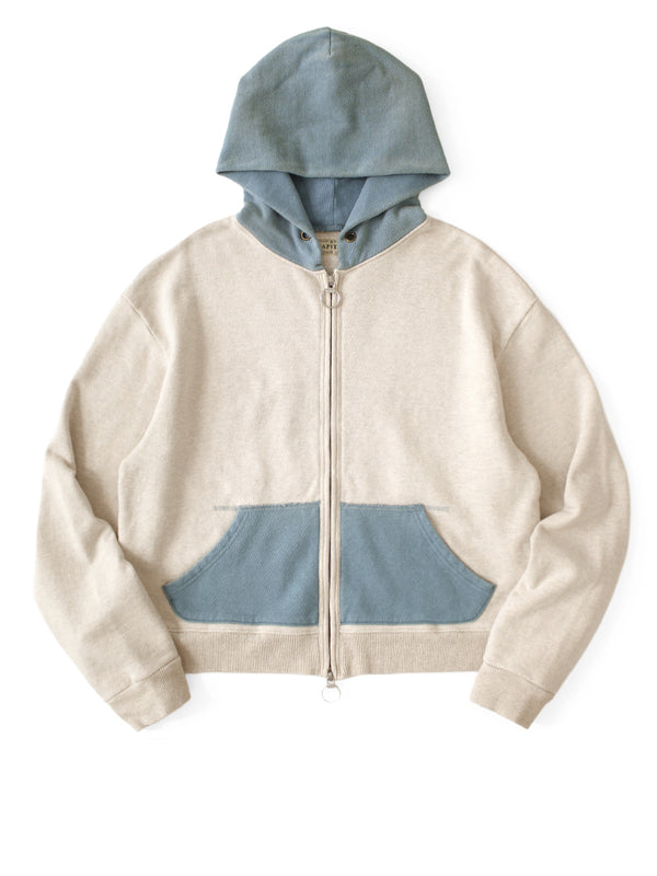 Kapital TOP Fleece-lined 2-tone Zip-up Gym Hoodie Sweat Shirt