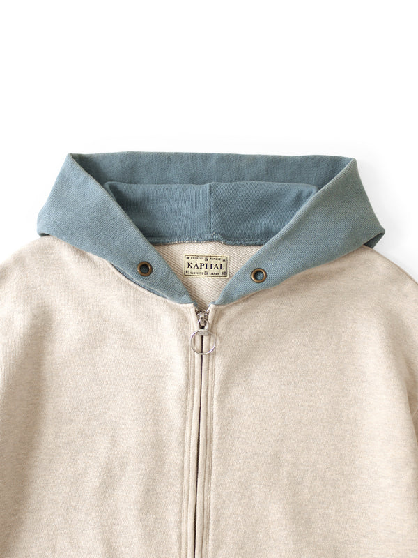 Kapital TOP Fleece-lined 2-tone Zip-up Gym Hoodie Sweat Shirt