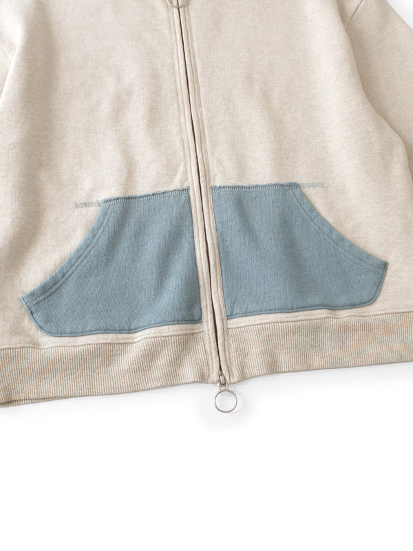 Kapital TOP Fleece-lined 2-tone Zip-up Gym Hoodie Sweat Shirt