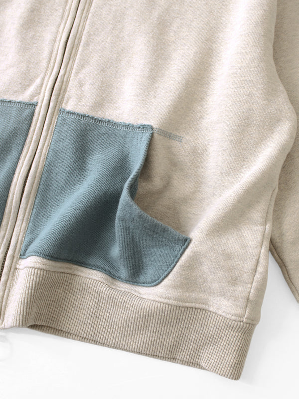Kapital TOP Fleece-lined 2-tone Zip-up Gym Hoodie Sweat Shirt