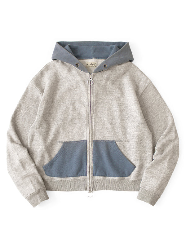 Kapital TOP Fleece-lined 2-tone Zip-up Gym Hoodie Sweat Shirt