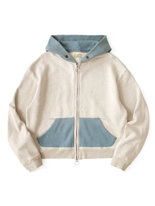 Kapital TOP Fleece-lined 2-tone Zip-up Gym Hoodie Sweat Shirt